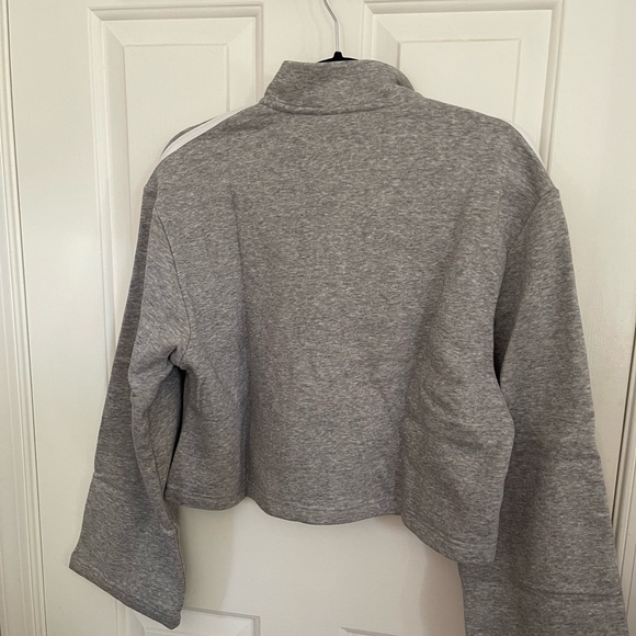 NWT Adidas Cropped Fleece Quarter Zip Sweatshirt - Picture 2 of 4